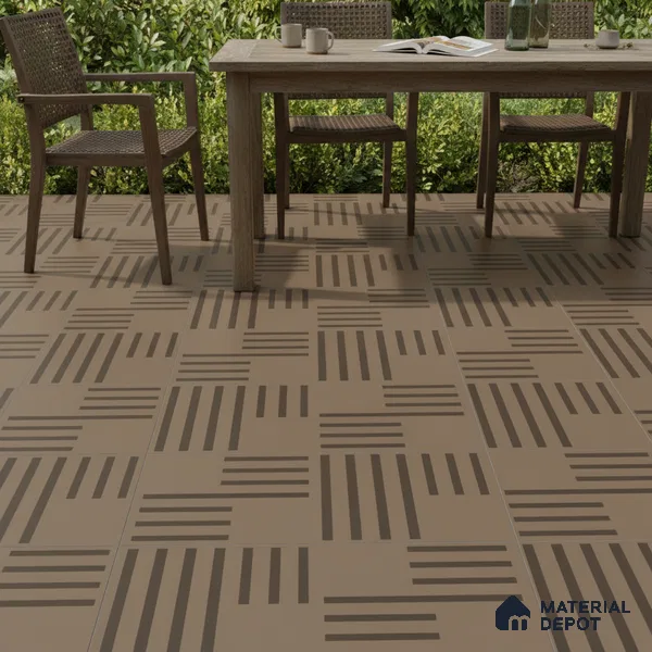 Parking Patterned Floor Tile TL 08200 DC-27 16 inch x 16 inch | Vitrified Anti Skid Matte Finish Heavy Duty Tile - 12 mm | Suitable For High Traffic Areas, Parking, Bathroom | Pattern Alignment May Vary | 2-3 mm Spacer is Mandatory