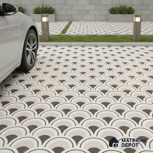 Parking Patterned Floor Tile TL 08201 B DC-30 16 inch x 16 inch | Vitrified Anti Skid Matte Finish Heavy Duty Tile - 12 mm | Suitable For High Traffic Areas, Parking, Balcony | Pattern Alignment May Vary | 2-3 mm Spacer is Mandatory
