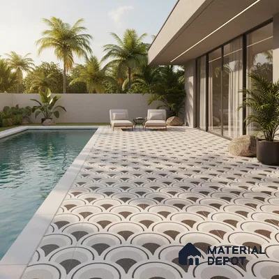 Parking Patterned Floor Tile TL 08201 B DC-30 16 inch x 16 inch | Vitrified Anti Skid Matte Finish Heavy Duty Tile - 12 mm | Suitable For High Traffic Areas, Parking, Balcony | Pattern Alignment May Vary | 2-3 mm Spacer is Mandatory