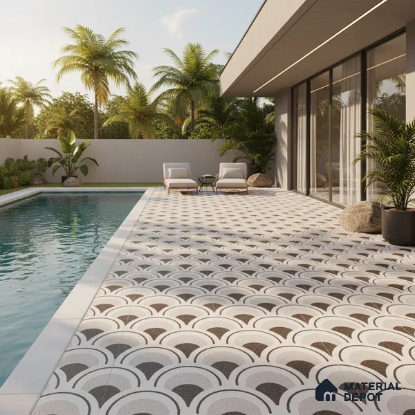 Parking Patterned Floor Tile TL 08201 B DC-30 16 inch x 16 inch | Vitrified Anti Skid Matte Finish Heavy Duty Tile - 12 mm | Suitable For High Traffic Areas, Parking, Balcony | Pattern Alignment May Vary | 2-3 mm Spacer is Mandatory
