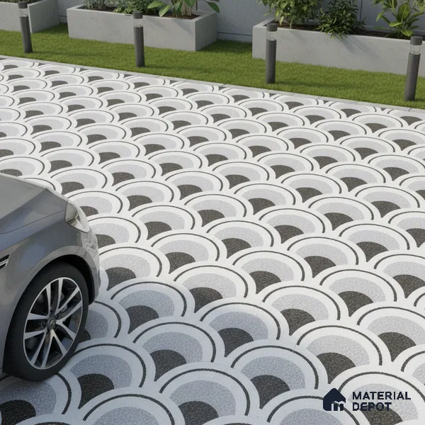 Parking Patterned Floor Tile TL 08201 DC-29 16 inch x 16 inch | Vitrified Anti Skid Matte Finish Heavy Duty Tile - 12 mm | Suitable For High Traffic Areas, Parking, Balcony | Pattern Alignment May Vary | 2-3 mm Spacer is Mandatory