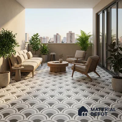 Parking Patterned Floor Tile TL 08201 DC-29 16 inch x 16 inch | Vitrified Anti Skid Matte Finish Heavy Duty Tile - 12 mm | Suitable For High Traffic Areas, Parking, Balcony | Pattern Alignment May Vary | 2-3 mm Spacer is Mandatory