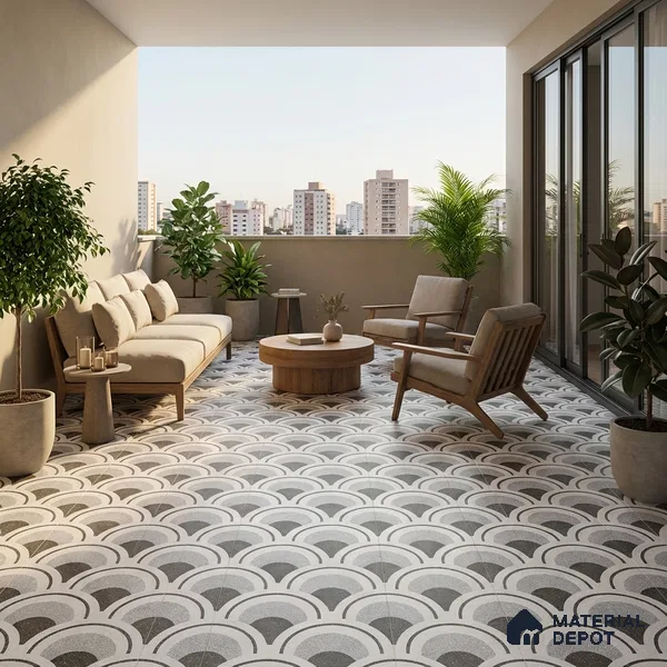 Parking Patterned Floor Tile TL 08201 DC-29 16 inch x 16 inch | Vitrified Anti Skid Matte Finish Heavy Duty Tile - 12 mm | Suitable For High Traffic Areas, Parking, Balcony | Pattern Alignment May Vary | 2-3 mm Spacer is Mandatory