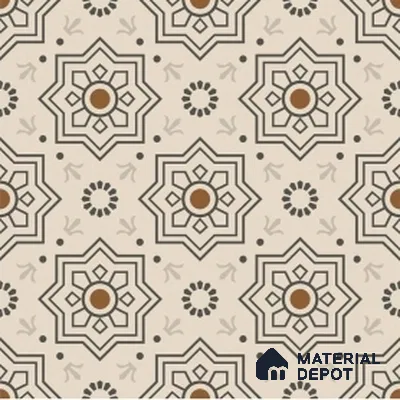 Parking Moroccan Floor Tile TL 08202 DC-31 16 inch x 16 inch | Vitrified Anti Skid Matte Finish Heavy Duty Tile - 12 mm | Suitable For High Traffic Areas, Parking, Bathroom | Pattern Alignment May Vary | 2-3 mm Spacer is Mandatory