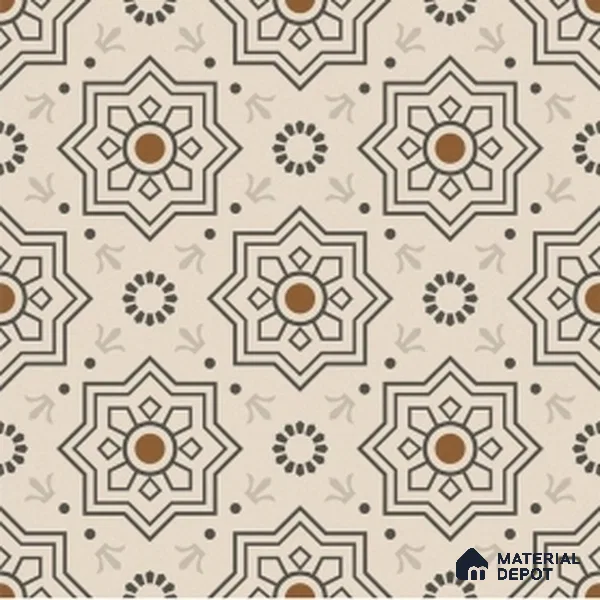Parking Moroccan Floor Tile TL 08202 DC-31 16 inch x 16 inch | Vitrified Anti Skid Matte Finish Heavy Duty Tile - 12 mm | Suitable For High Traffic Areas, Parking, Bathroom | Pattern Alignment May Vary | 2-3 mm Spacer is Mandatory