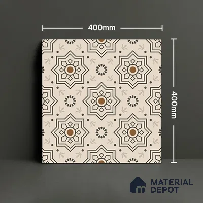 Parking Moroccan Floor Tile TL 08202 DC-31 16 inch x 16 inch | Vitrified Anti Skid Matte Finish Heavy Duty Tile - 12 mm | Suitable For High Traffic Areas, Parking, Bathroom | Pattern Alignment May Vary | 2-3 mm Spacer is Mandatory