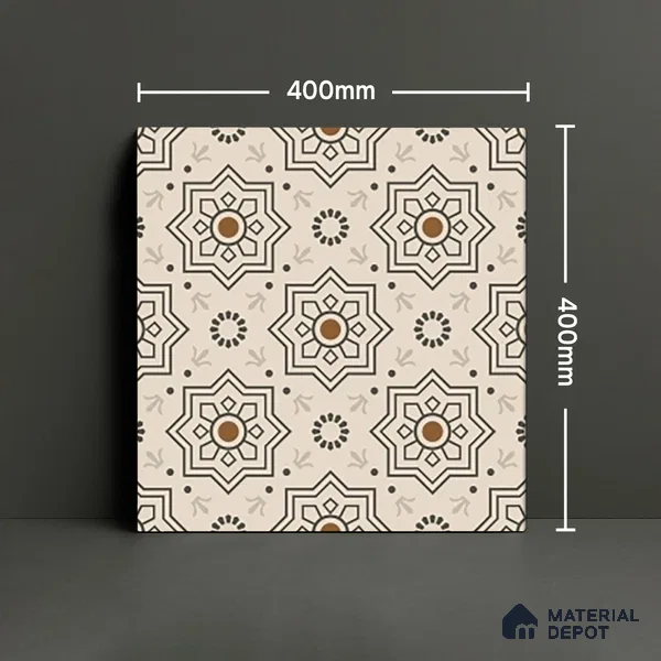 Parking Moroccan Floor Tile TL 08202 DC-31 16 inch x 16 inch | Vitrified Anti Skid Matte Finish Heavy Duty Tile - 12 mm | Suitable For High Traffic Areas, Parking, Bathroom | Pattern Alignment May Vary | 2-3 mm Spacer is Mandatory