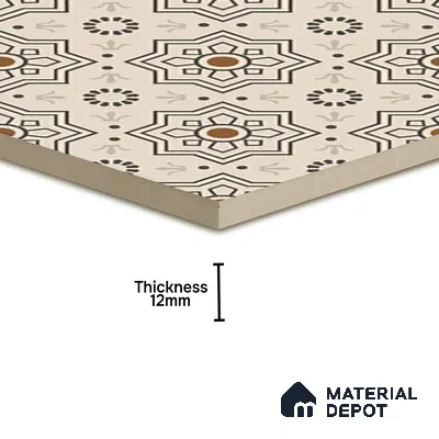 Parking Moroccan Floor Tile TL 08202 DC-31 16 inch x 16 inch | Vitrified Anti Skid Matte Finish Heavy Duty Tile - 12 mm | Suitable For High Traffic Areas, Parking, Bathroom | Pattern Alignment May Vary | 2-3 mm Spacer is Mandatory