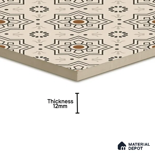 Parking Moroccan Floor Tile TL 08202 DC-31 16 inch x 16 inch | Vitrified Anti Skid Matte Finish Heavy Duty Tile - 12 mm | Suitable For High Traffic Areas, Parking, Bathroom | Pattern Alignment May Vary | 2-3 mm Spacer is Mandatory
