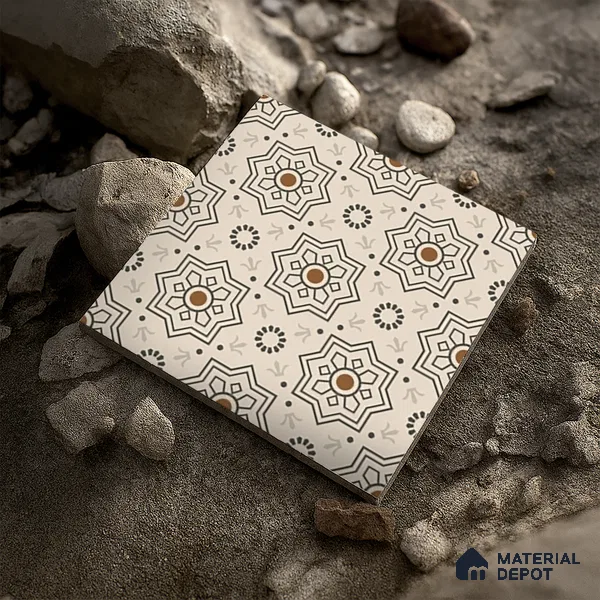 Parking Moroccan Floor Tile TL 08202 DC-31 16 inch x 16 inch | Vitrified Anti Skid Matte Finish Heavy Duty Tile - 12 mm | Suitable For High Traffic Areas, Parking, Bathroom | Pattern Alignment May Vary | 2-3 mm Spacer is Mandatory
