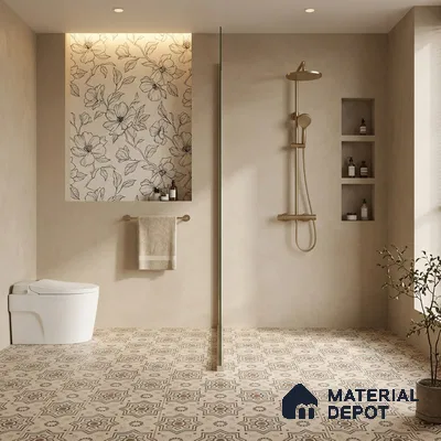 Parking Moroccan Floor Tile TL 08202 DC-31 16 inch x 16 inch | Vitrified Anti Skid Matte Finish Heavy Duty Tile - 12 mm | Suitable For High Traffic Areas, Parking, Balcony | Pattern Alignment May Vary | 2-3 mm Spacer is Mandatory (Sample)