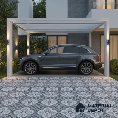 Parking Moroccan Floor Tile TL 08204 DC-33 16 inch x 16 inch | Vitrified Anti Skid Matte Finish Heavy Duty Tile - 12 mm | Suitable For High Traffic Areas, Bathroom, Balcony | Pattern Alignment May Vary | 2-3 mm Spacer is Mandatory