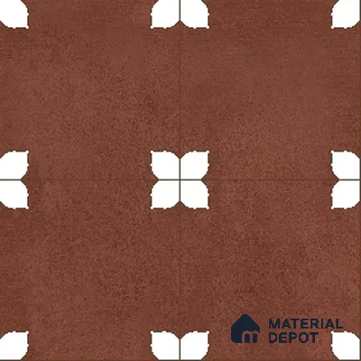 Parking Moroccan Floor Tile TL 08205 C Bloom Cotto 16 inch x 16 inch | Vitrified Anti Slip Matte Finish Heavy Duty Tile - 12 mm | Suitable For Bathroom, Parking, Balcony | Pattern Alignment May Vary | 2-3 mm Spacer is Mandatory