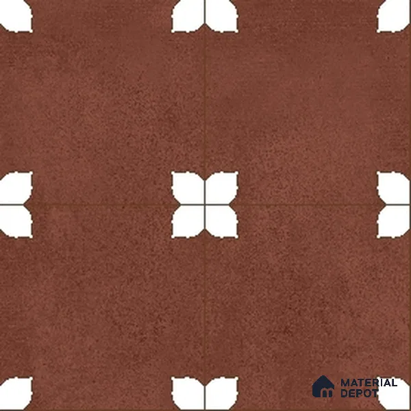Parking Moroccan Floor Tile TL 08205 C Bloom Cotto 16 inch x 16 inch | Vitrified Anti Slip Matte Finish Heavy Duty Tile - 12 mm | Suitable For Bathroom, Parking, Balcony | Pattern Alignment May Vary | 2-3 mm Spacer is Mandatory