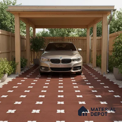 Parking Moroccan Floor Tile TL 08205 C Bloom Cotto 16 inch x 16 inch | Vitrified Anti Slip Matte Finish Heavy Duty Tile - 12 mm | Suitable For High Traffic Areas, Parking, Balcony | Pattern Alignment May Vary | 2-3 mm Spacer is Mandatory (Sample)