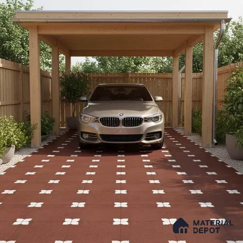Parking Moroccan Floor Tile TL 08205 C Bloom Cotto 16 inch x 16 inch | Vitrified Anti Slip Matte Finish Heavy Duty Tile - 12 mm | Suitable For High Traffic Areas, Parking, Balcony | Pattern Alignment May Vary | 2-3 mm Spacer is Mandatory