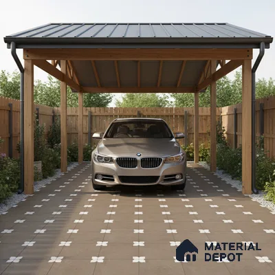 Parking Moroccan Floor Tile TL 08205 E Bloom Verde 16 inch x 16 inch | Vitrified Anti Slip Matte Finish Heavy Duty Tile - 12 mm | Suitable For Bathroom, Parking, Balcony | Pattern Alignment May Vary | 2-3 mm Spacer is Mandatory