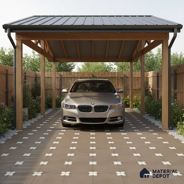 Parking Moroccan Floor Tile TL 08205 E Bloom Verde 16 inch x 16 inch | Vitrified Anti Slip Matte Finish Heavy Duty Tile - 12 mm | Suitable For Bathroom, Parking, Balcony | Pattern Alignment May Vary | 2-3 mm Spacer is Mandatory