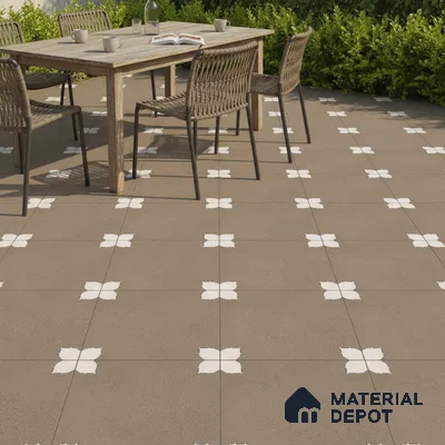 Parking Moroccan Floor Tile TL 08205 E Bloom Verde 16 inch x 16 inch | Vitrified Anti Slip Matte Finish Heavy Duty Tile - 12 mm | Suitable For Bathroom, Parking, Balcony | Pattern Alignment May Vary | 2-3 mm Spacer is Mandatory