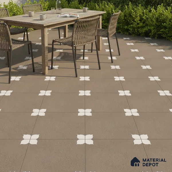 Parking Moroccan Floor Tile TL 08205 E Bloom Verde 16 inch x 16 inch | Vitrified Anti Slip Matte Finish Heavy Duty Tile - 12 mm | Suitable For Bathroom, Parking, Balcony | Pattern Alignment May Vary | 2-3 mm Spacer is Mandatory