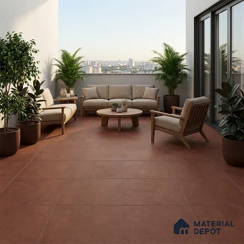 Parking Cement Floor Tile TL 08206 C Kottai Cotto 16 inch x 16 inch | Vitrified Anti Slip Matte Finish Heavy Duty Tile - 12 mm | Suitable For High Traffic Areas, Parking, Balcony | Pattern Alignment May Vary | 2-3 mm Spacer is Mandatory