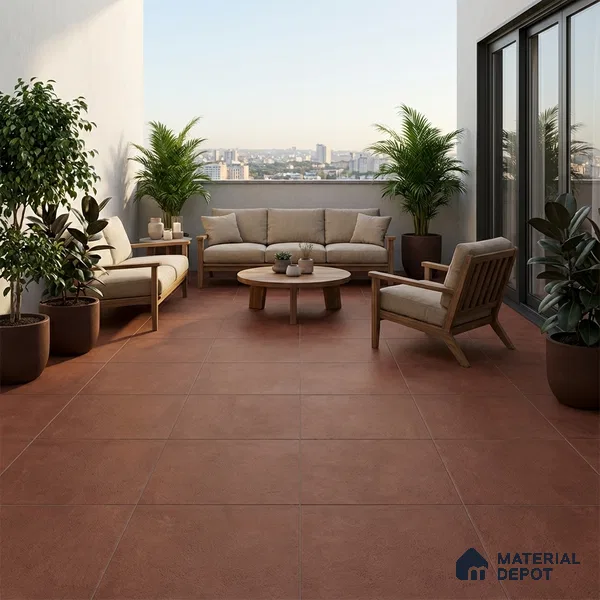 Parking Cement Floor Tile TL 08206 C Kottai Cotto 16 inch x 16 inch | Vitrified Anti Slip Matte Finish Heavy Duty Tile - 12 mm | Suitable For High Traffic Areas, Parking, Balcony | Pattern Alignment May Vary | 2-3 mm Spacer is Mandatory (Sample)