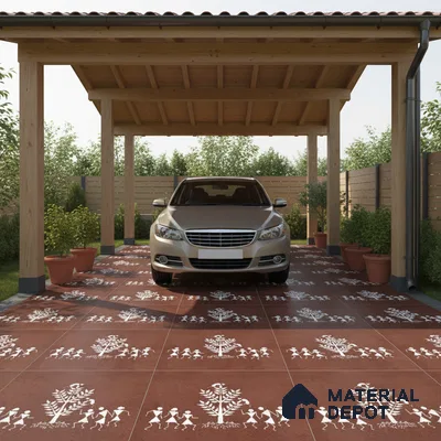 Parking Patterned Floor Tile TL 08206 D Kottai Cotto Decor 16 inch x 16 inch | Vitrified Anti Slip Matte Finish Heavy Duty Tile - 12 mm | Suitable For High Traffic Areas, Parking, Balcony | Pattern Alignment May Vary | 2-3 mm Spacer is Mandatory