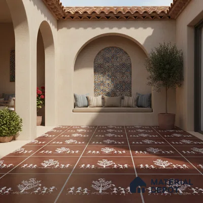 Parking Patterned Floor Tile TL 08206 D Kottai Cotto Decor 16 inch x 16 inch | Vitrified Anti Slip Matte Finish Heavy Duty Tile - 12 mm | Suitable For High Traffic Areas, Parking, Balcony | Pattern Alignment May Vary | 2-3 mm Spacer is Mandatory