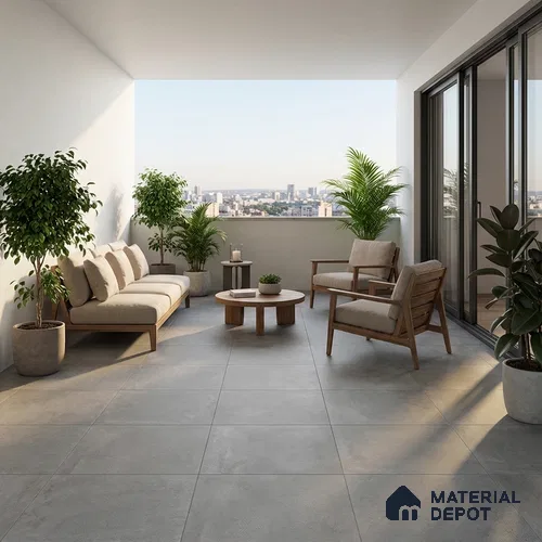 Parking Cement Floor Tile TL 08206 E Kottai Gris 16 inch x 16 inch | Vitrified Anti Slip Matte Finish Heavy Duty Tile - 12 mm | Suitable For High Traffic Areas, Parking, Balcony | Pattern Alignment May Vary | 2-3 mm Spacer is Mandatory