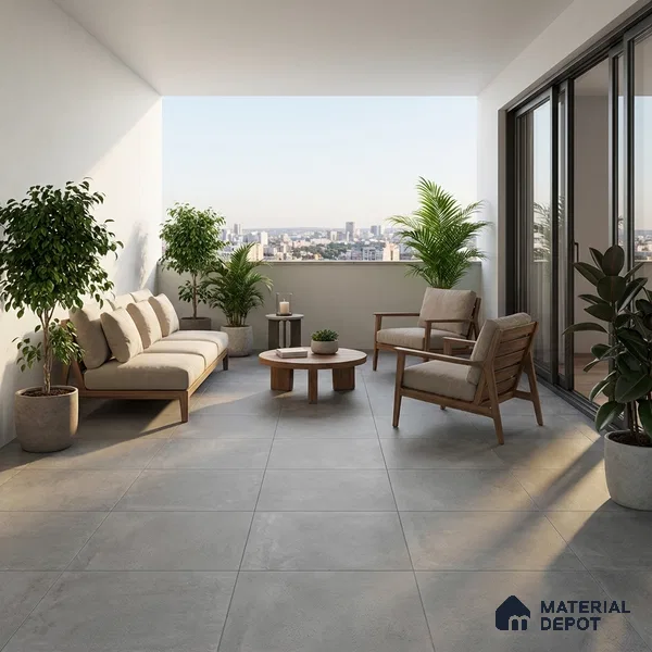 Parking Cement Floor Tile TL 08206 E Kottai Gris 16 inch x 16 inch | Vitrified Anti Slip Matte Finish Heavy Duty Tile - 12 mm | Suitable For High Traffic Areas, Parking, Balcony | Pattern Alignment May Vary | 2-3 mm Spacer is Mandatory (Sample)