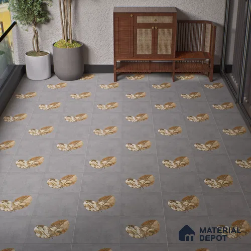 Parking Patterned Floor Tile TL 08206 F Kottai Gris Decor 16 inch x 16 inch | Vitrified Anti Slip Matte Finish Heavy Duty Tile - 12 mm | Suitable For High Traffic Areas, Parking, Balcony | Pattern Alignment May Vary | 2-3 mm Spacer is Mandatory