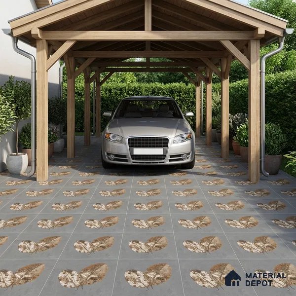Parking Patterned Floor Tile TL 08206 F Kottai Gris Decor 16 inch x 16 inch | Vitrified Anti Slip Matte Finish Heavy Duty Tile - 12 mm | Suitable For High Traffic Areas, Parking, Balcony | Pattern Alignment May Vary | 2-3 mm Spacer is Mandatory