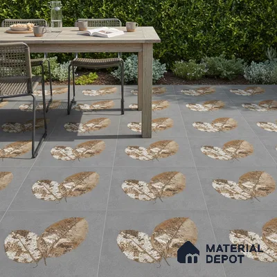 Parking Patterned Floor Tile TL 08206 F Kottai Gris Decor 16 inch x 16 inch | Vitrified Anti Slip Matte Finish Heavy Duty Tile - 12 mm | Suitable For High Traffic Areas, Parking, Balcony | Pattern Alignment May Vary | 2-3 mm Spacer is Mandatory