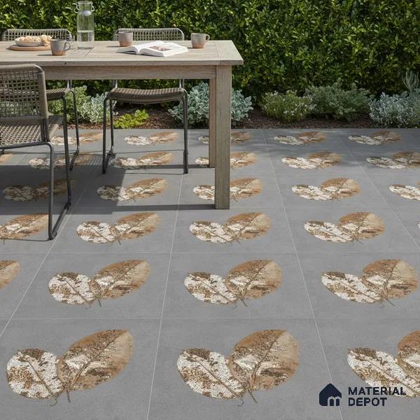 Parking Patterned Floor Tile TL 08206 F Kottai Gris Decor 16 inch x 16 inch | Vitrified Anti Slip Matte Finish Heavy Duty Tile - 12 mm | Suitable For High Traffic Areas, Parking, Balcony | Pattern Alignment May Vary | 2-3 mm Spacer is Mandatory