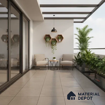 Plain Parking Floor Tile TL 08206 G Kottai Verde 16 inch x 16 inch | Vitrified Anti Slip Matte Finish Heavy Duty Tile - 12 mm | Suitable For High Traffic Areas, Parking, Balcony | Pattern Alignment May Vary | 2-3 mm Spacer is Mandatory