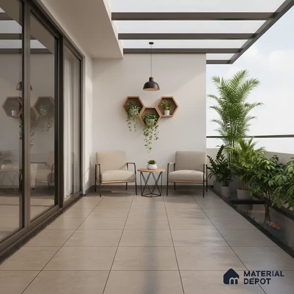Plain Parking Floor Tile TL 08206 G Kottai Verde 16 inch x 16 inch | Vitrified Anti Slip Matte Finish Heavy Duty Tile - 12 mm | Suitable For High Traffic Areas, Parking, Balcony | Pattern Alignment May Vary | 2-3 mm Spacer is Mandatory