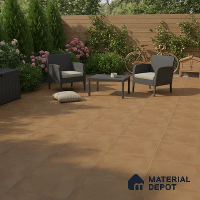 Parking Stone Floor Tile TL 08206 Kottai Cafe 16 inch x 16 inch | Vitrified Anti Slip Matte Finish Heavy Duty Tile - 12 mm | Suitable For High Traffic Areas, Parking, Balcony | Pattern Alignment May Vary | 2-3 mm Spacer is Mandatory