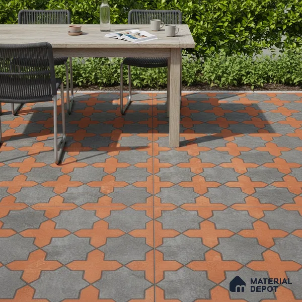 Parking Stone Wall & Floor Tile TL 08208 B Raven Nero 16 inch x 16 inch | Vitrified Anti Slip Matte Finish Heavy Duty Tile - 12 mm | Suitable For High Traffic Areas, Parking, Balcony | Pattern Alignment May Vary | 2-3 mm Spacer is Mandatory