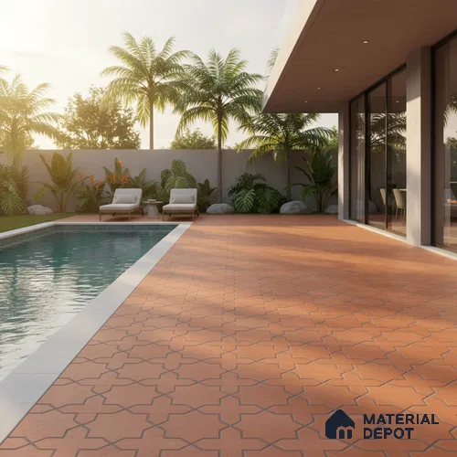 Parking Stone Floor Tile TL 08208 Raven Cotto 16 inch x 16 inch | Vitrified Anti Slip Matte Finish Heavy Duty Tile - 12 mm | Suitable For High Traffic Areas, Parking, Balcony | Pattern Alignment May Vary | 2-3 mm Spacer is Mandatory
