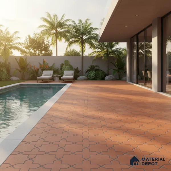 Parking Stone Floor Tile TL 08208 Raven Cotto 16 inch x 16 inch | Vitrified Anti Slip Matte Finish Heavy Duty Tile - 12 mm | Suitable For High Traffic Areas, Parking, Balcony | Pattern Alignment May Vary | 2-3 mm Spacer is Mandatory