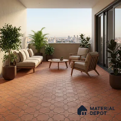 Parking Stone Floor Tile TL 08208 Raven Cotto 16 inch x 16 inch | Vitrified Anti Slip Matte Finish Heavy Duty Tile - 12 mm | Suitable For High Traffic Areas, Parking, Balcony | Pattern Alignment May Vary | 2-3 mm Spacer is Mandatory