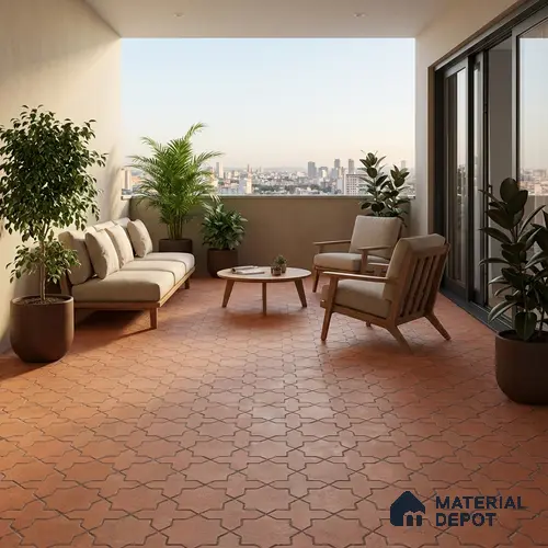 Parking Stone Floor Tile TL 08208 Raven Cotto 16 inch x 16 inch | Vitrified Anti Slip Matte Finish Heavy Duty Tile - 12 mm | Suitable For High Traffic Areas, Parking, Balcony | Pattern Alignment May Vary | 2-3 mm Spacer is Mandatory