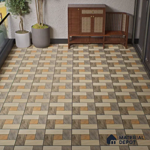 Parking Stone Floor Tile TL 08209 Sand Stone 16 inch x 16 inch | Vitrified Anti Slip Matte Finish Heavy Duty Tile - 12 mm | Suitable For High Traffic Areas, Parking, Balcony | Pattern Alignment May Vary | 2-3 mm Spacer is Mandatory