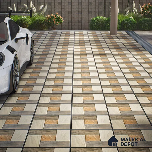 Parking Stone Floor Tile TL 08209 Sand Stone 16 inch x 16 inch | Vitrified Anti Slip Matte Finish Heavy Duty Tile - 12 mm | Suitable For High Traffic Areas, Parking, Balcony | Pattern Alignment May Vary | 2-3 mm Spacer is Mandatory
