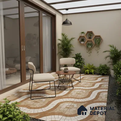 Parking Stone Floor Tile TL 08210 Solar 16 inch x 16 inch | Vitrified Anti Slip Matte Finish Heavy Duty Tile - 12 mm | Suitable For High Traffic Areas, Parking, Balcony | Pattern Alignment May Vary | 2-3 mm Spacer is Mandatory