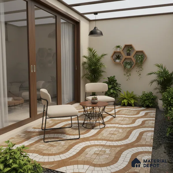 Parking Stone Floor Tile TL 08210 Solar 16 inch x 16 inch | Vitrified Anti Slip Matte Finish Heavy Duty Tile - 12 mm | Suitable For High Traffic Areas, Parking, Balcony | Pattern Alignment May Vary | 2-3 mm Spacer is Mandatory