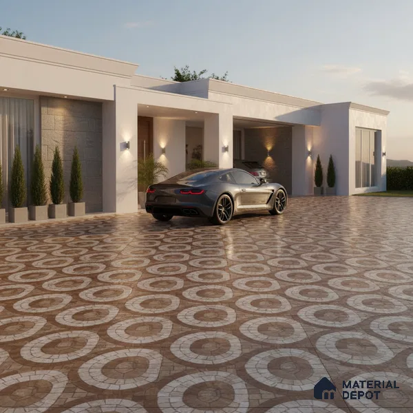 Parking Stone Floor Tile TL 08210 Solar 16 inch x 16 inch | Vitrified Anti Slip Matte Finish Heavy Duty Tile - 12 mm | Suitable For High Traffic Areas, Parking, Balcony | Pattern Alignment May Vary | 2-3 mm Spacer is Mandatory