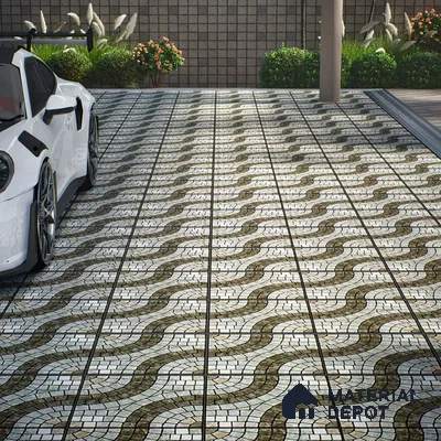 Parking Stone Floor Tile TL 08211 Stratos 16 inch x 16 inch | Vitrified Anti Slip Matte Finish Heavy Duty Tile - 12 mm | Suitable For High Traffic Areas, Parking, Balcony | Pattern Alignment May Vary | 2-3 mm Spacer is Mandatory