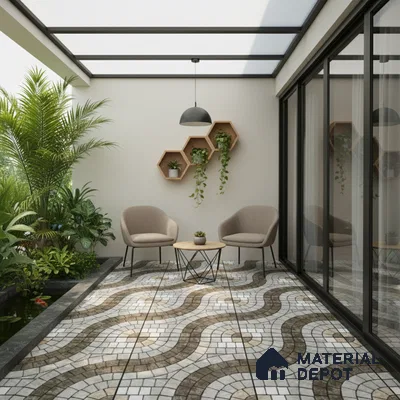 Parking Stone Floor Tile TL 08211 Stratos 16 inch x 16 inch | Vitrified Anti Slip Matte Finish Heavy Duty Tile - 12 mm | Suitable For High Traffic Areas, Parking, Balcony | Pattern Alignment May Vary | 2-3 mm Spacer is Mandatory