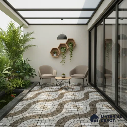 Parking Stone Floor Tile TL 08211 Stratos 16 inch x 16 inch | Vitrified Anti Slip Matte Finish Heavy Duty Tile - 12 mm | Suitable For High Traffic Areas, Parking, Balcony | Pattern Alignment May Vary | 2-3 mm Spacer is Mandatory
